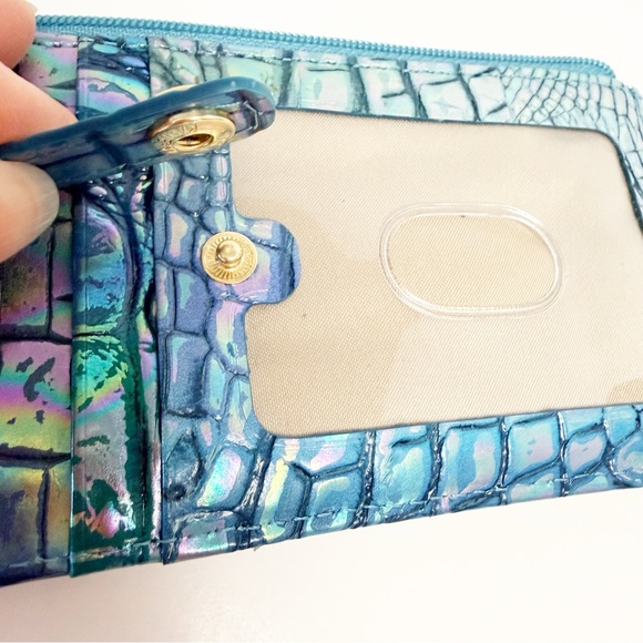 Brahmin Iridescent Croc-Embossed Blue Topaz Melbourne Wallet, Genuine Leather - Picture 13 of 13
